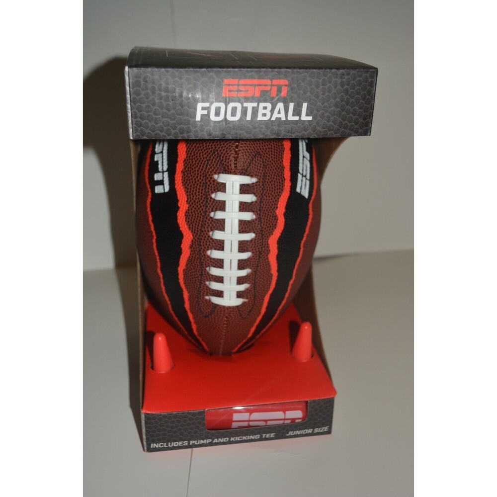ESPN Junior Size Football With Kicking Tee & Pump Brand New In Box